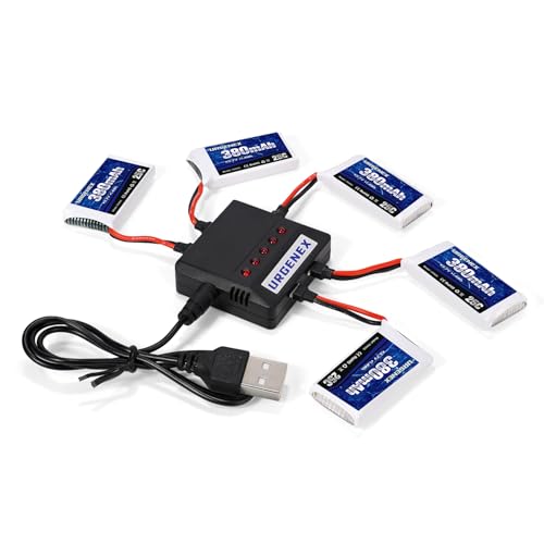 URGENEX 5PCS 3.7V 380mAh Drone Battery 25C 1S Lipo...