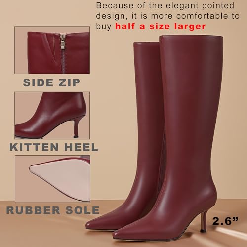 CELNEPHO Knee High Boots Women Pointed Toe Tall Boots Stiletto High Heel Long Boots Side Zipper Sexy Dress Boots4
