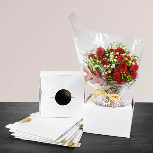 Image of Holiday Designs - Quick Fold Florist Delivery Box, Corrugated Cardboard Vase Boxes for Secure Floral Arrangements During Transport, 8 x 8 x 5 (Large - Bulk Case of 100)