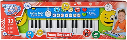 Simba 106834250 - My Music World Funny Keyboard, 32 Tasten, 8 Demos, 6 Rhythmen, 4 lustige Geräusche, 51x14cm, ab 3 Jahre