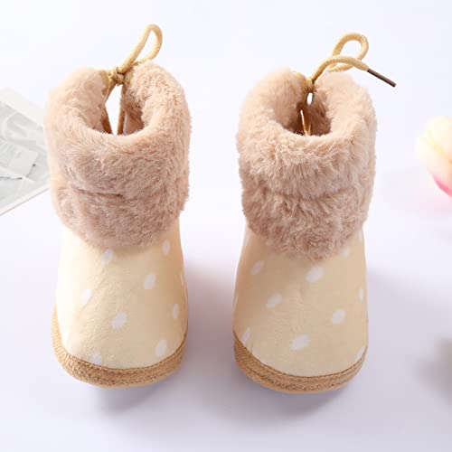 Baby Girls Snow Boots Fleece Warm Winter Faux 𝐅𝐮𝐫 Booties Anti Slip Rubber Hard Sole Infant Newborn Crib Shoes4