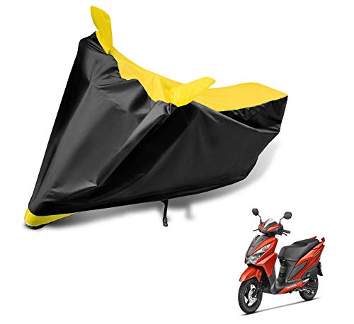 Image of Auto Hub Scooty Cover Compatible with Grazia with Mirror Pocket, Dustproof, Heat Resistant, Triple Stitched, Grazia Scooty Cover- Black, Yellow