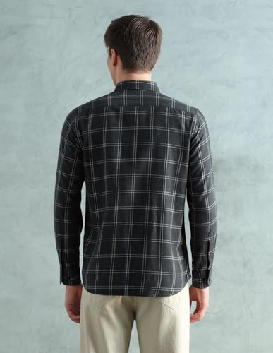 Image of Arrow Sport Men Slim fit Cotton Checked Long Sleeves Spread Collar Shirt