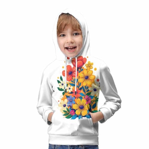 Sweat à capuche enfant fleurs colorées ample et stretch pour éviter la sensation de serrage