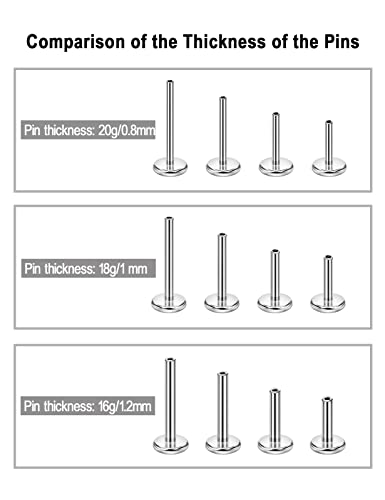 FANSING 3mm Rainbow Cubic Zirconia Threadless Nose Rings 16g 10mm Post Flat Back Earrings Push Pin Surgical Steel Labret Studs for Helix Cartilage Tragus Rook Earlobe Lip Piercings - Image 3