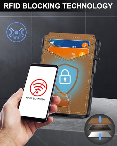 Image of ZALVEX Wallet for Men, Mens Minimalist Wallet 9-13 Cards, Slim Compact Wallet with Money Clip & ID Window, RFID Blocking Smart Pop Up Card Wallet, Metal Aluminum Credit Card Holder Bifold Wallet