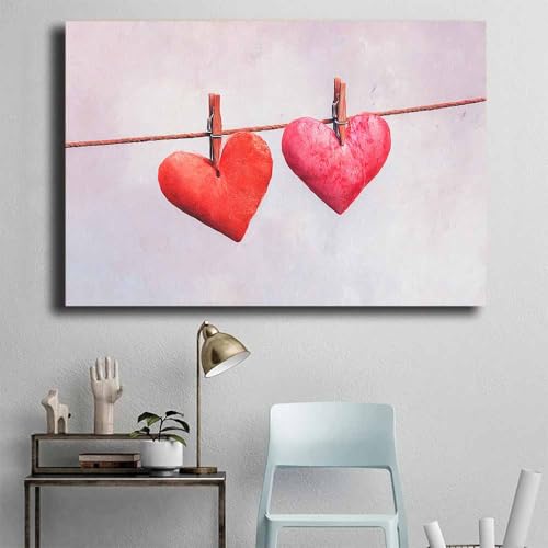 Toile chic en forme de cœur décoration murale pour la Saint-Valentin - 4
