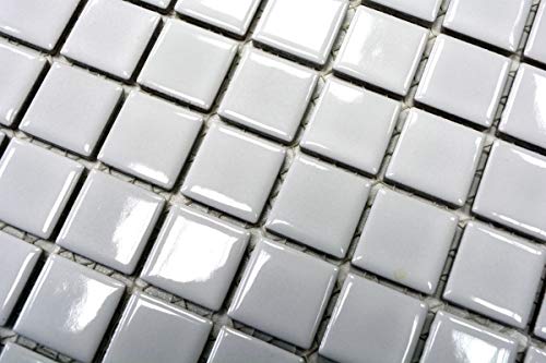 Mosaico de cerámica azulejos blanco brillante cocina pared ducha piscina MOS18-0102