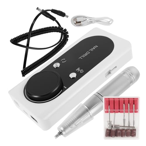 Imagen de Gogogmee Taladro de Uñas Eléctrico Profesional Portátil Blanco Lima Pulidor para Uñas Acrílicas Equipo Recargable para Manicura y Pedicura en Casa y Salón Herramientas