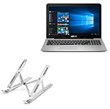 BoxWave Stand and Mount Compatible with ASUS X555QA (15.6 in) - Compact QuickSwitch Stand, Portable Multi Angle Viewing Foldable Riser - Metallic Silver