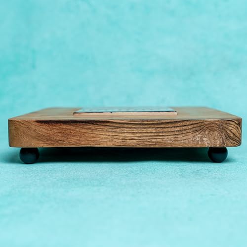 Image of Elegant Kala Acacia Wood Riser with Ceramic and Metal Feet - Handcrafted Home Decor Stand for Shelves and Tables, Beautifully Designed for Superior Aesthetic Appeal