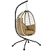 Outsunny Hängesessel mit Gestell, Faltbar Eiförmiger Hängeschaukel mit waschbarem Sitz, Becherhalter Sicherheitsseil, Hängematte Schaukelsessel Indoor Outdoor, Terrasse, Garten, Beige