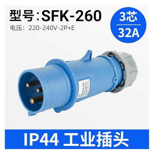 Conector 32A aeroespacial SFK con proteccion impermeable IP44 2