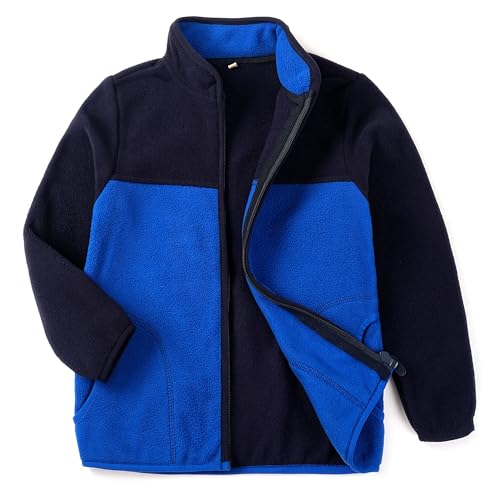 Image of Toddler Boys Girls Fleece Jacket Lightweight Fall Spring 2-12 Years | Soft Anti-Pilling Fleece, Easy Zip-Up, Hand-Warm Pockets, Windproof Stand Collar, Wear Alone or as Layer, Ideal for School