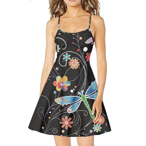 Image of Biyejit Women Casual Loose Dress Strap Long Summer Beach Swing Dress