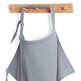 Blissful Diary Cape d’Allaitement en Muslin, Voile d’Allaitement Respirant avec Col Ouvert, Tablier d’Allaitement, Gris clair