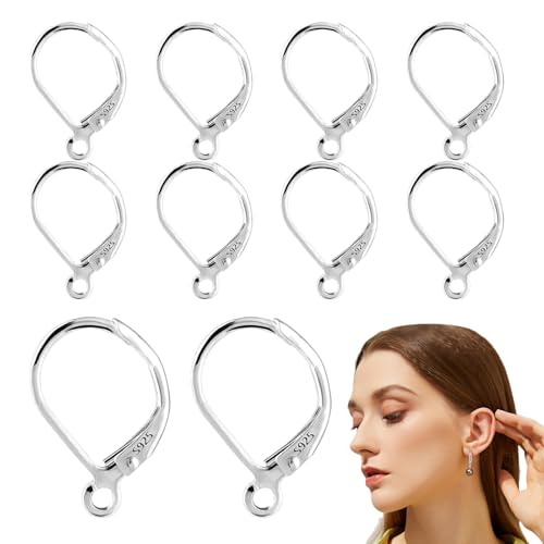 Celuicion Lot de 10 crochets de boucles d'oreilles pour la fabrication de bijoux, boucles d'oreilles - En argent 925 - Bijoux français pour la négociation quotidienne - Câble d'oreille interchangeable