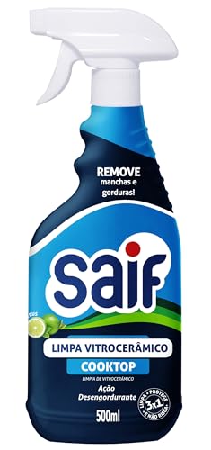 Limpa Vitroceramico Cooktop Com Gatilho Saif 500Ml, Saif, Ação Desengordurante, Azul, Remove Manchas e Gorduras, Maximizando Toda Limpeza