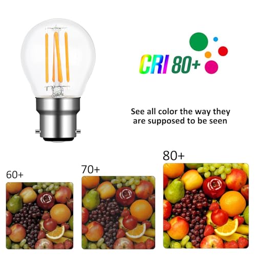 G45 B22 LED Bulb Dimmable 4W Warm White 2700K, 400LM, B22 40W Equivalent, AC 220V, Golf Ball Large Bayonet Cap, P45 LED Filament Bulb, BC Mini Globe Bulbs, 6PCS - Image 4