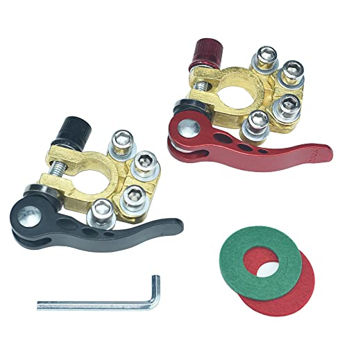 Battery Terminal Clamp Connectors, 2Pcs Positive Negative Car Battery Terminals Connector Quick Release Disconnect for SAE/JIS Type A Posts, Yellow