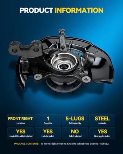 Image of PHILTOP Front Right steering knuckle and hub assembly Compatible with Toyota Highlander 2008-2013 FWD 3.5L,Passenger Side