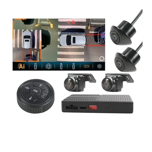 360 Degree Panoramic View HD 1080P AI Intelligent Object Recognition Reminder 3D Bird Eye View Car Camera System(ONLY 360)