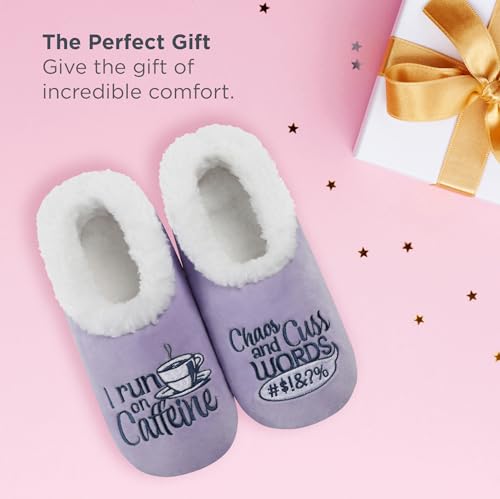 Image of Snoozies Slipper Socks -Funny Quote House Slippers for Women, Non-Slip Fuzzy