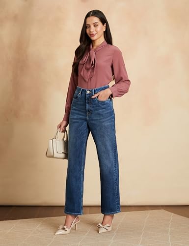 Image of Symbol Premium Women's Straight Fit Jeans | High Rise | Full Length | 5-Pocket (Available in Plus Sizes)