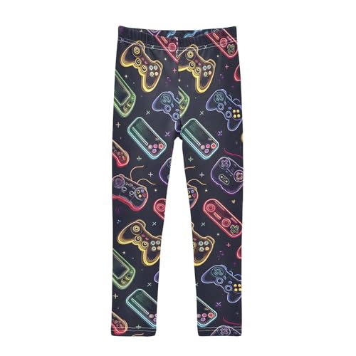 ALAZA Girls' Leggings Children's Yoga Pants Skinny Printed Dance Game Controller Comfortable 4T