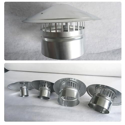 Cappello per camino, Comignolo in Acciaio Inox Argento 60-200mm(170 mm)