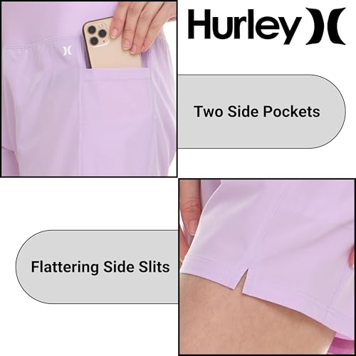 Image of Hurley 5 inch /7 inch High Waisted Swim Shorts Women, Board Shorts with Pockets & Inner Liner, Quick Dry Swim Trunk, UPF 50+