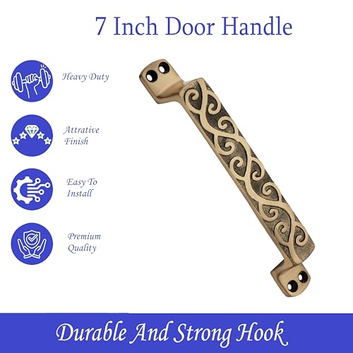 Image of Door Handle Cool Door Handles for Main Door Aluminum (7 Inch), Antique- Finish Door Handles for Home and Office for Wooden & Glass Door Handle, Pull Door Handle (Pack of 3 Pair, Leher)