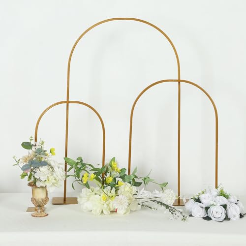 Gold 23 in Metal Flower Stand with Rounded Top Table
