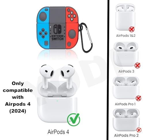 Image of YODI Case Cover for Airpods Pro|Pro 2|Airpods Pro 3|Airpods 4 Pouch, Silicone Cases with Cleaner Kit 360 Drop Protection,Shock-Resistant ((Nintendo Switch), Airpods 4)