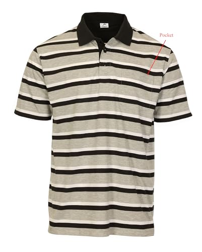 Gioberti Mens Multiple Stripe Polo Shirt with Pocket2