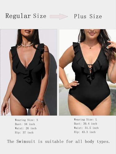 CUPSHE Women's One Piece Swimsuit Bathing Suit V Neck Ruffled Swimwear Adjustable Straps (XS-4XL)2