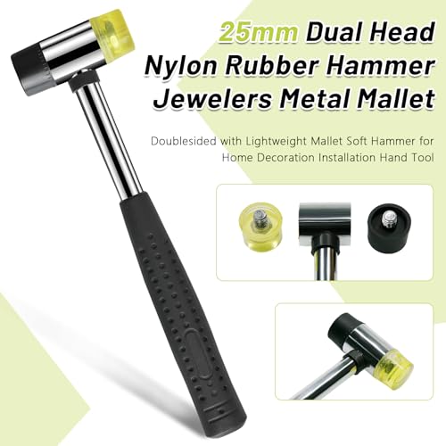 25mm Dual Head Nylon Rubber Hammer Jewelers Metal Mallet,Multipurpose, Doublesided & Lightweight Mallet Soft Hammer for Home Decoration Installation Hand Tool - Image 2