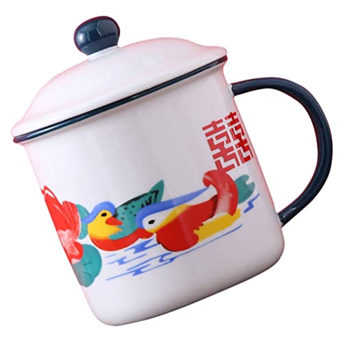Tasse en céramique émaillée rouge UPKOCH pour café expresso et thé de camping