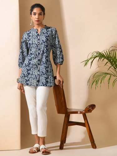 Image of Meesan Women's Casual Ethnic 3 /4 Sleeve Printed Tunic