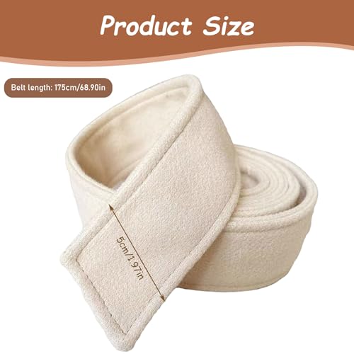 Trench Coat Belt Replacement, 69" Long Woolen Overcoat Belt, Decorative Buckle Robe Alternative, White Outerwear for Women & Girls2