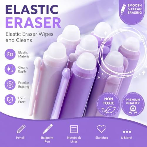 Image of Shuttle Art Aesthetic Purple Gel Pen Set of 7, Cute Kawaii Black Ink Writing Pens, Fine Point Smooth Journal Pens, School Office College Stationery Supplies,Gift Set for Girls Women Students Teachers