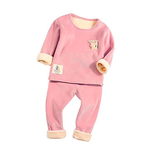 Unisex Baby Autumn Winter Two Piece Outfits Set Long Johns for Kids Thermal Underwear Fleece Lined Base Layer