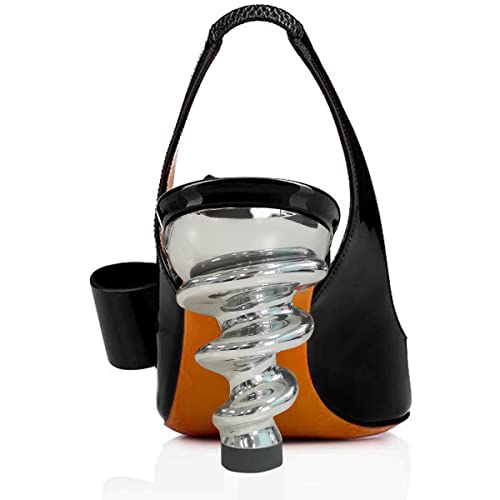 YDN Women's Stiletto Mid Heels Pumps Pointed Toe Bows Slingback Slip on Dress Evening Prom Sandals Shoes Size 4-16 US3