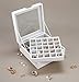 Glenor Co Earring Organizer - Classic 50 Section Jewelry Box/Case/Holder for Earrings, Rings, Necklaces, Cufflinks or Collections -2 Layer Small Compartments with Large Glass Top - White