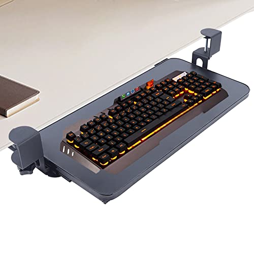 HarBin-Star Bandeja para Teclado Debajo del Escritorio Extensible con Abrazadera C, Soporte para Teclado Estable, Soporte para Teclado, Soporte para Teclado, 52 x 25 cm, cajón para Ordenador