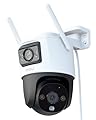 Imou 3K(3MP+3MP) Telecamera Wi-Fi Esterno Doppio Obbiettivo, PTZ Videocamera Sorveglianza Esterno, Rilevamento Umano/Veicoli, IP66, Tracciamento Intelligente, Visione Notturna a Colori, 2,4ghz
