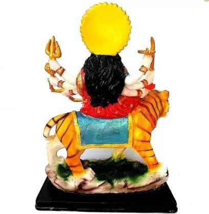 GIFT LIYA KYA Marble Finish Goddess Maa Durga Devi Idol Statue Sherawali MATA Rani Spiritual Puja Vastu Showpiece Fegurine Religious Murti Pooja Gift Item 1