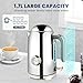 SUSTEAS Electric Kettle - 57oz Hot Tea Water Boiler with Thermometer, 1500W Fast Heating Stainless Steel Pot, Cordless LED Indicator, Auto Shut-Off & Boil Dry Protection, Silver
