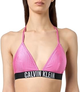 Calvin Klein Damen Bikini Oberteil Triangel Gerippt, Rosa (Bold Pink), L