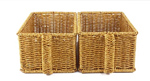 IMAYLLA Stapelbarer Rechteckiger Rattan-Korb Mit Griff